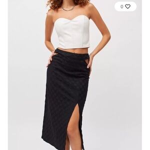 URBAN OUTFITTERS NWOT Black Checkered Cut-Out MIDI‎ Skirt sz S